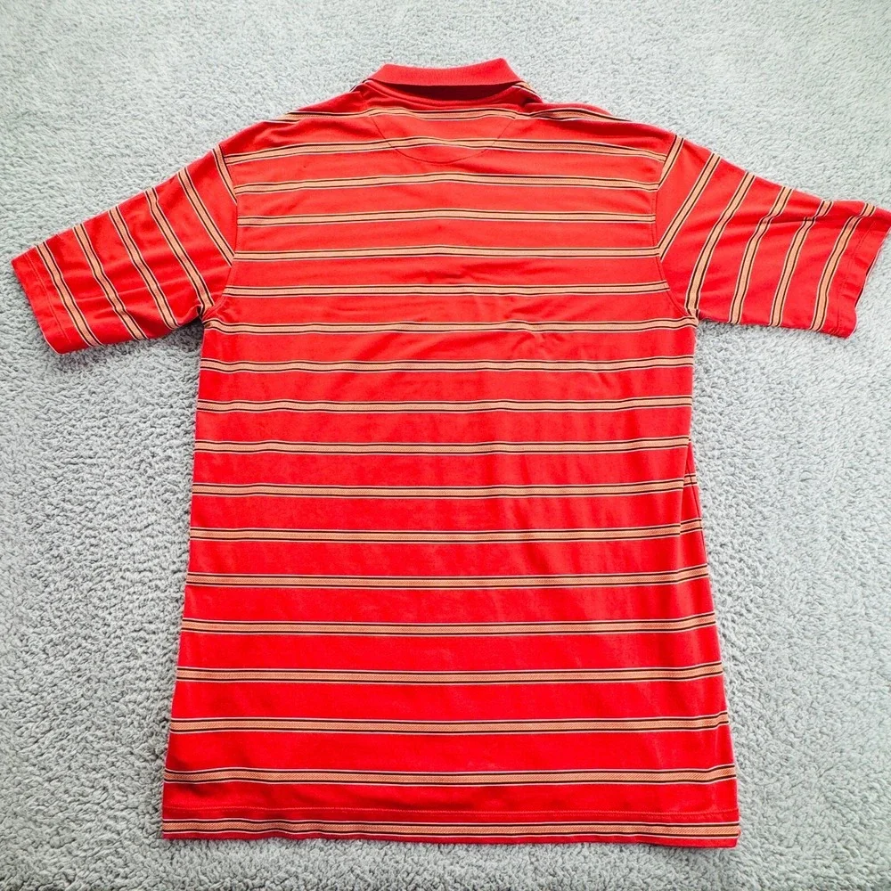 Nike Golf Tour Performance Polo Shirt Orange Red Stripe Dri Fit UV Large Mens‎